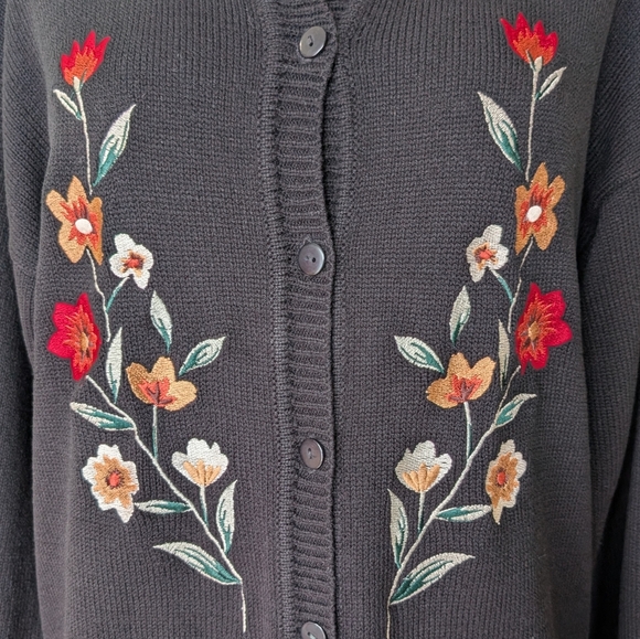 Vintage Carroll Reed Woman's Cardigan Cottagecore Folk Floral Embroidered Size L - Picture 6 of 13